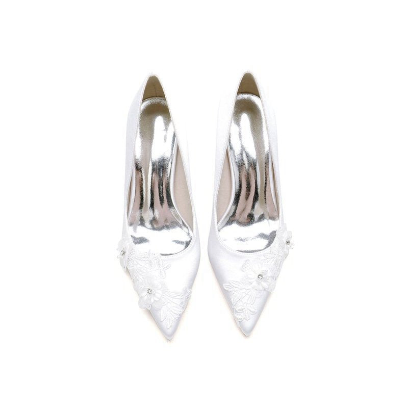 Wedding Shoes Stiletto Heel Satin With Lace