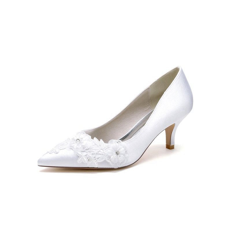 Wedding Shoes Stiletto Heel Satin With Lace