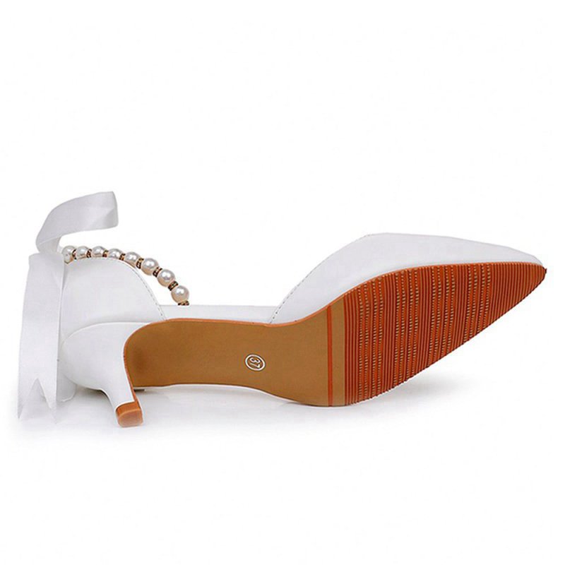 Pointed Toe Kitten Heels Ankle-Strap Wedding Shoes