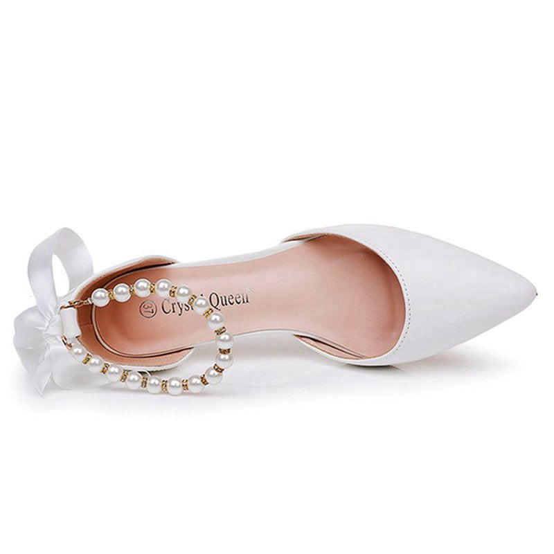 Pointed Toe Kitten Heels Ankle-Strap Wedding Shoes