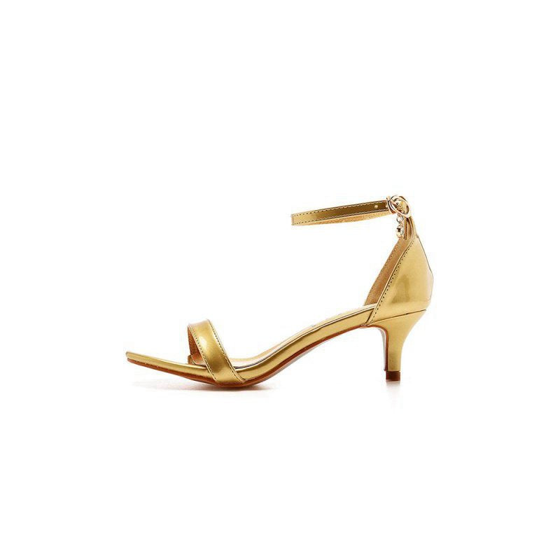 Open Toe Ankle Strap Wedding Kitten Heels
