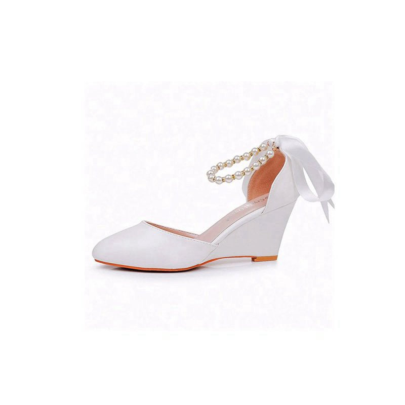 Mid Chunky Heels Pointed Toe Women's Wedding Shoes
