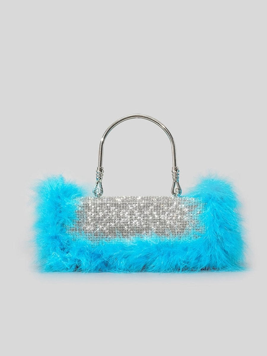 Women's Furry Rhionestones Evening Clutch Bags