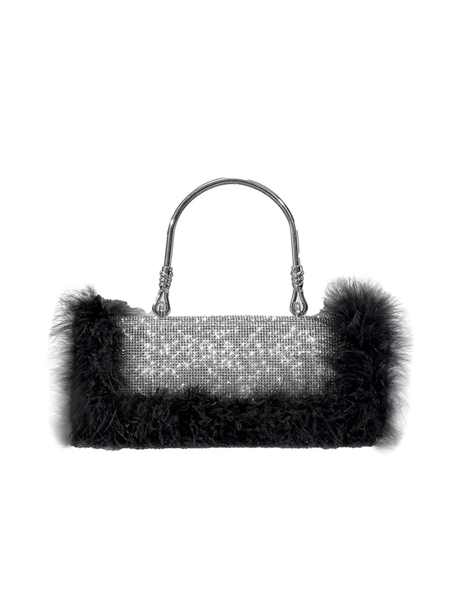 Women's Furry Rhionestones Evening Clutch Bags