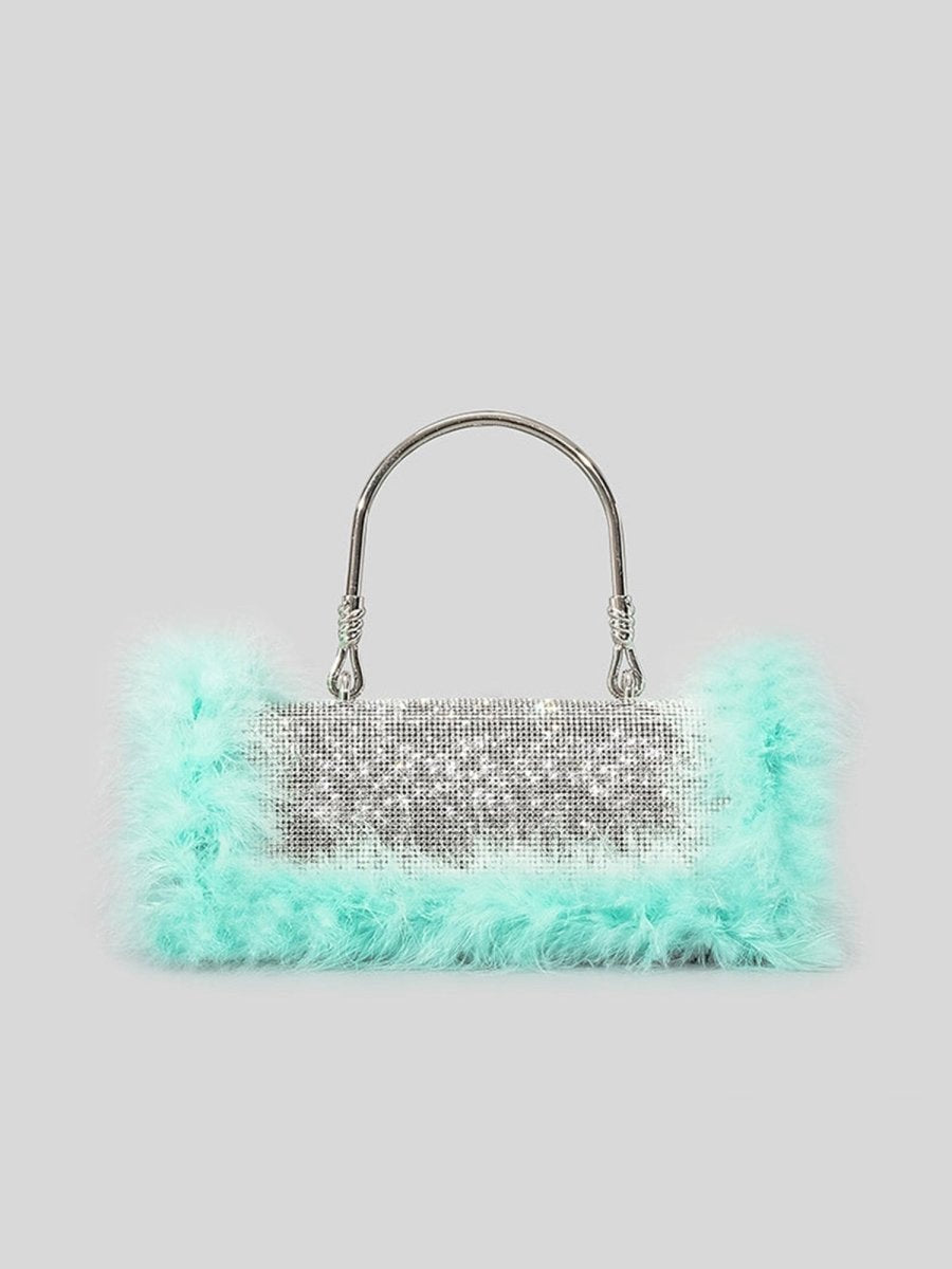 Women's Furry Rhionestones Evening Clutch Bags