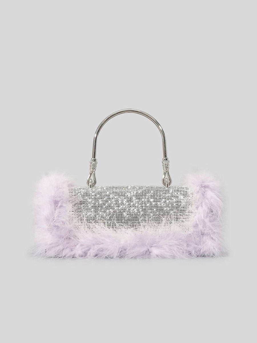Women's Furry Rhionestones Evening Clutch Bags