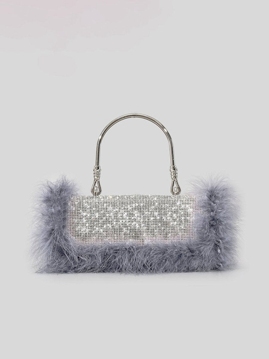Women's Furry Rhionestones Evening Clutch Bags