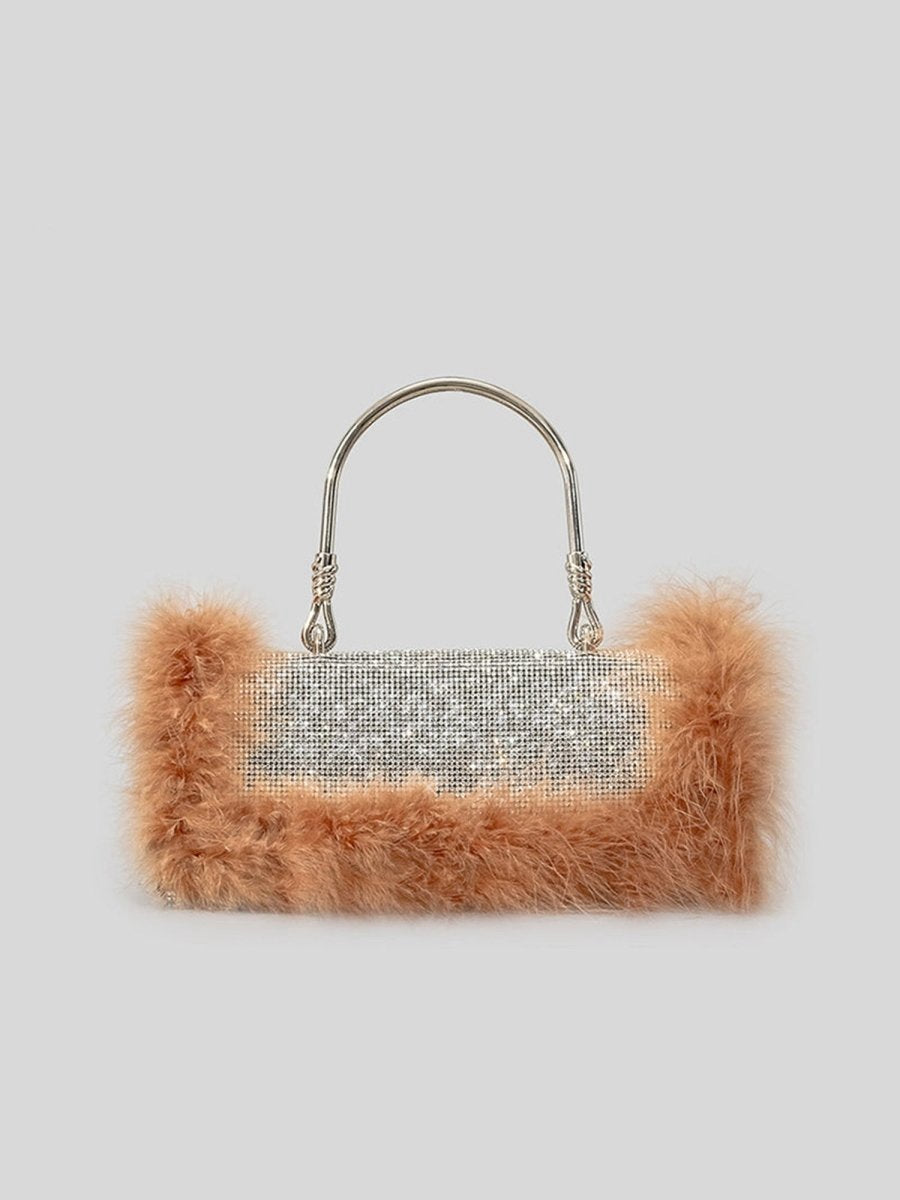 Women's Furry Rhionestones Evening Clutch Bags