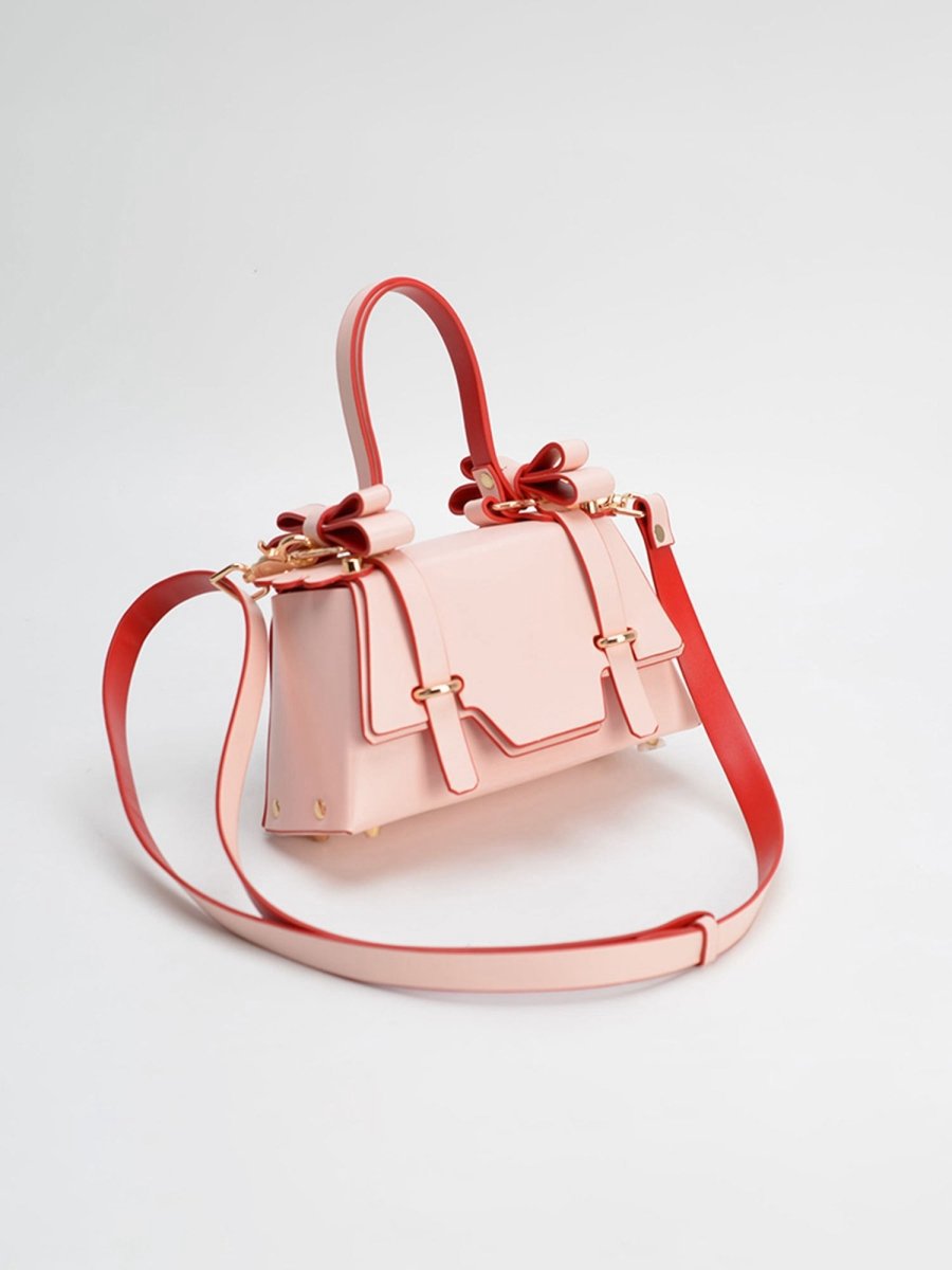 Women's Bowknots Box Shoulder Bags in Vegan Leather