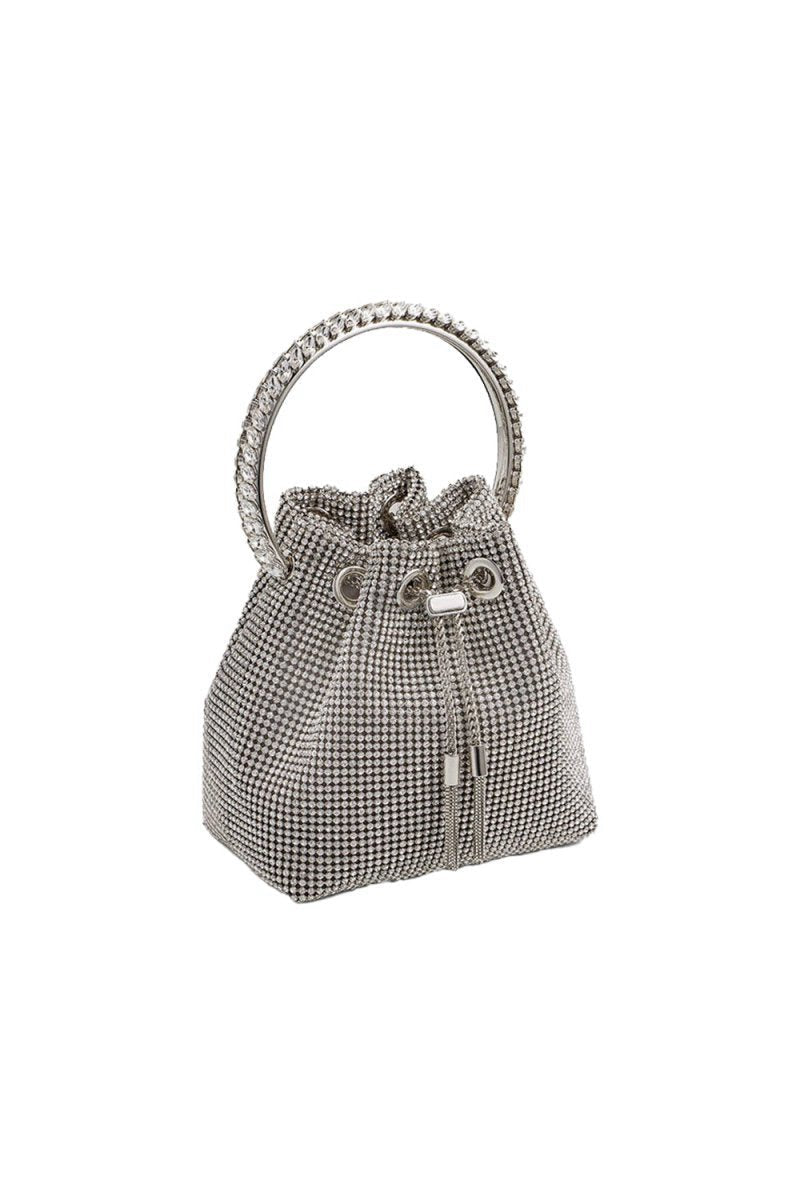 Women's Small Rhinestone Clutch Bucket Bags