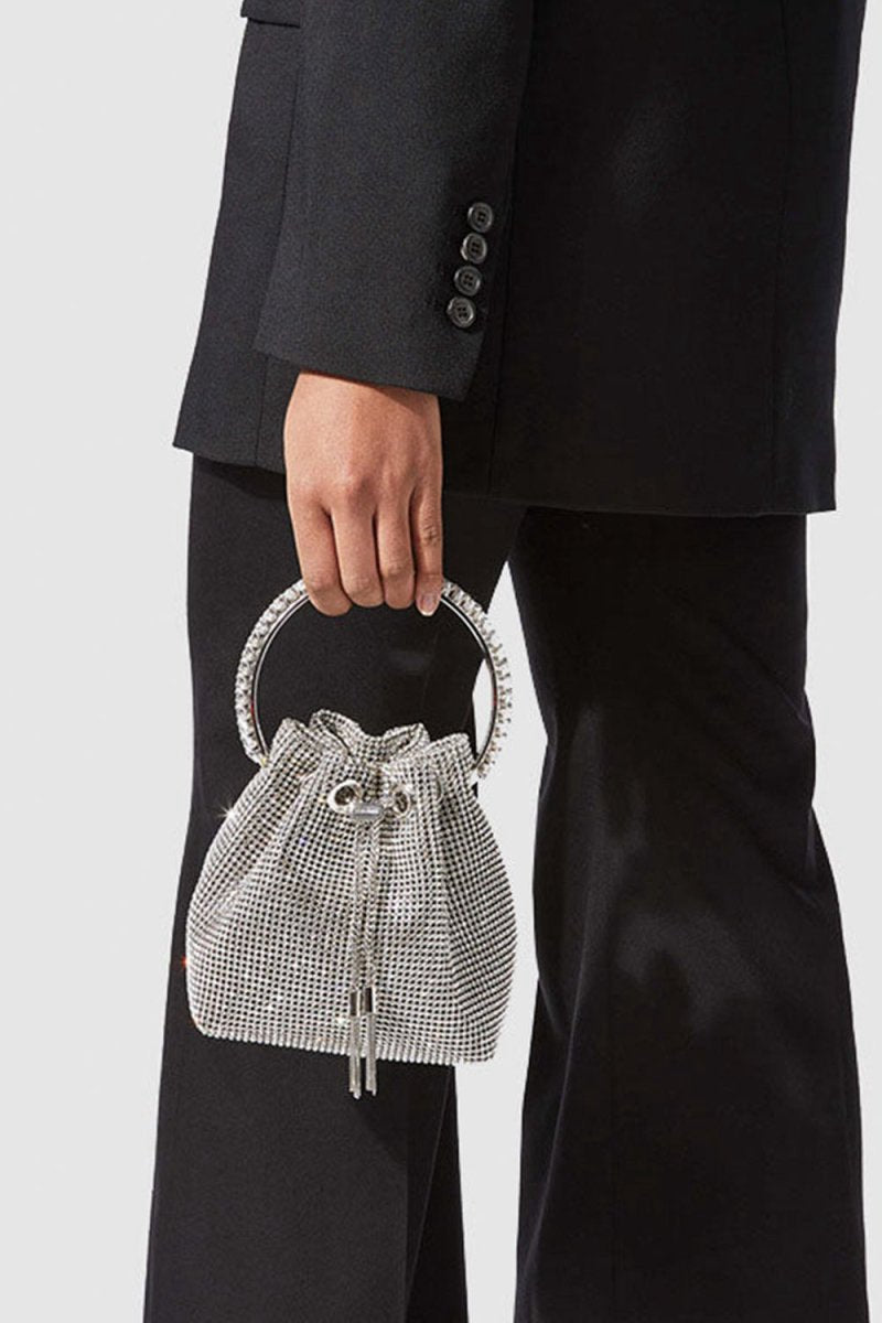 Women's Small Rhinestone Clutch Bucket Bags