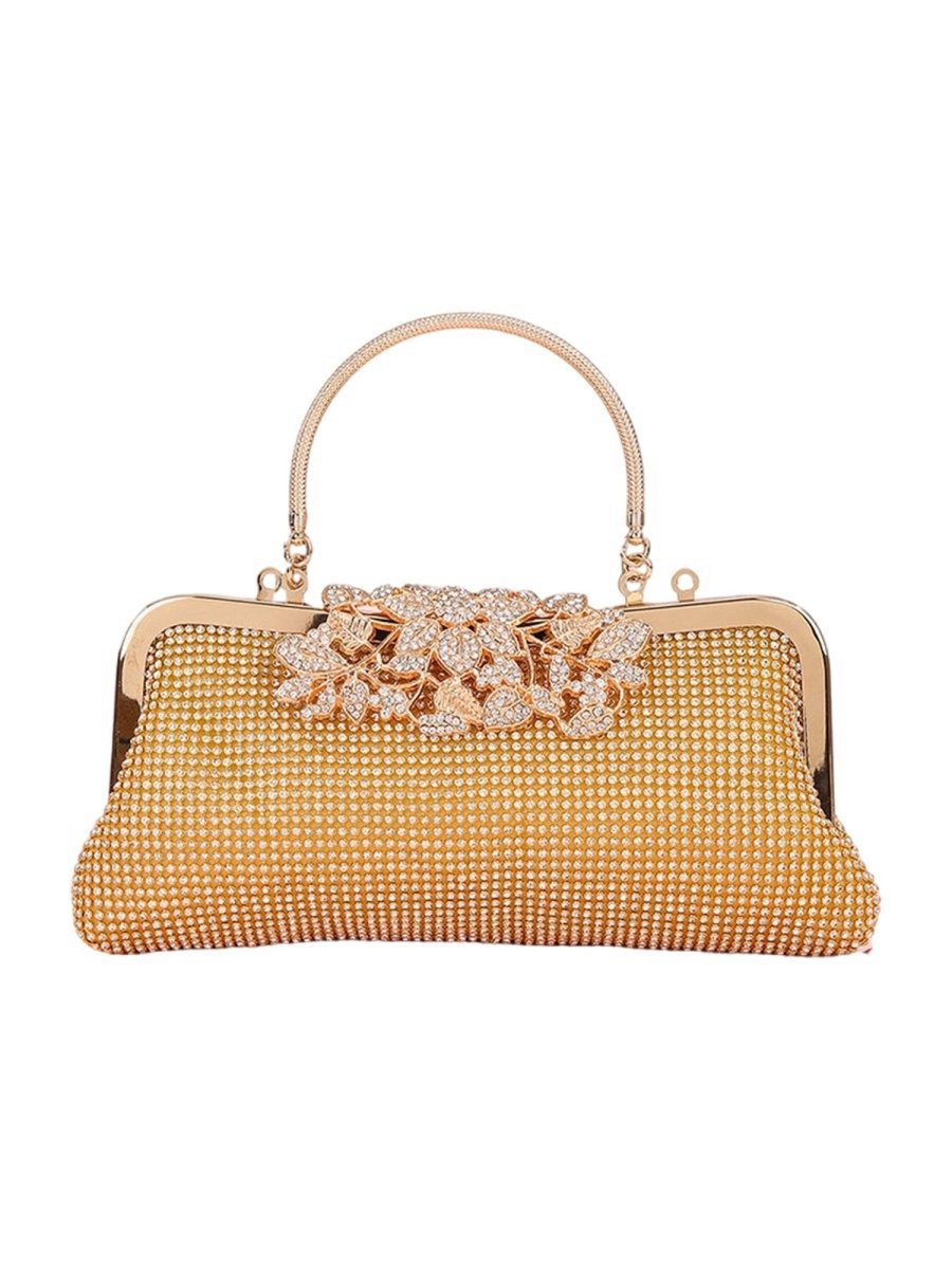 Women's Flower Rhinestones Top Handle Evening Clutch Bags
