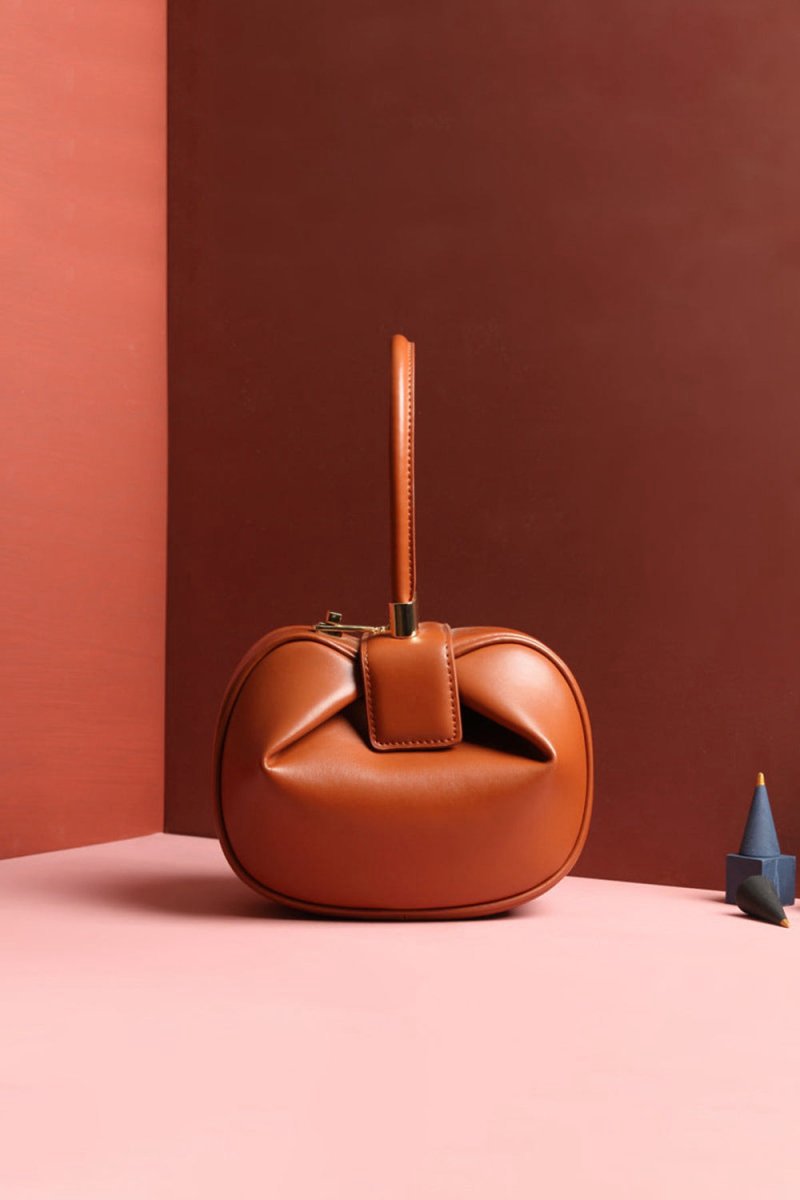 Women's Knotted Cherry Top Handle Clutch in Genuine Leather