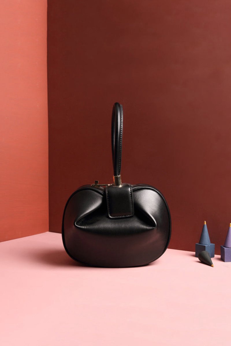 Women's Knotted Cherry Top Handle Clutch in Genuine Leather