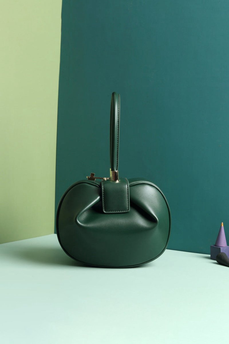 Women's Knotted Cherry Top Handle Clutch in Genuine Leather