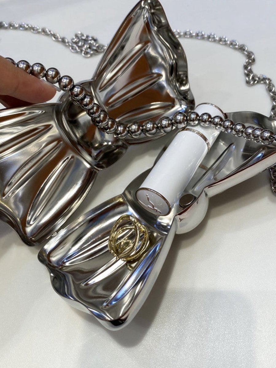 Women's Silver Bow Clutch Mini Evening Bags