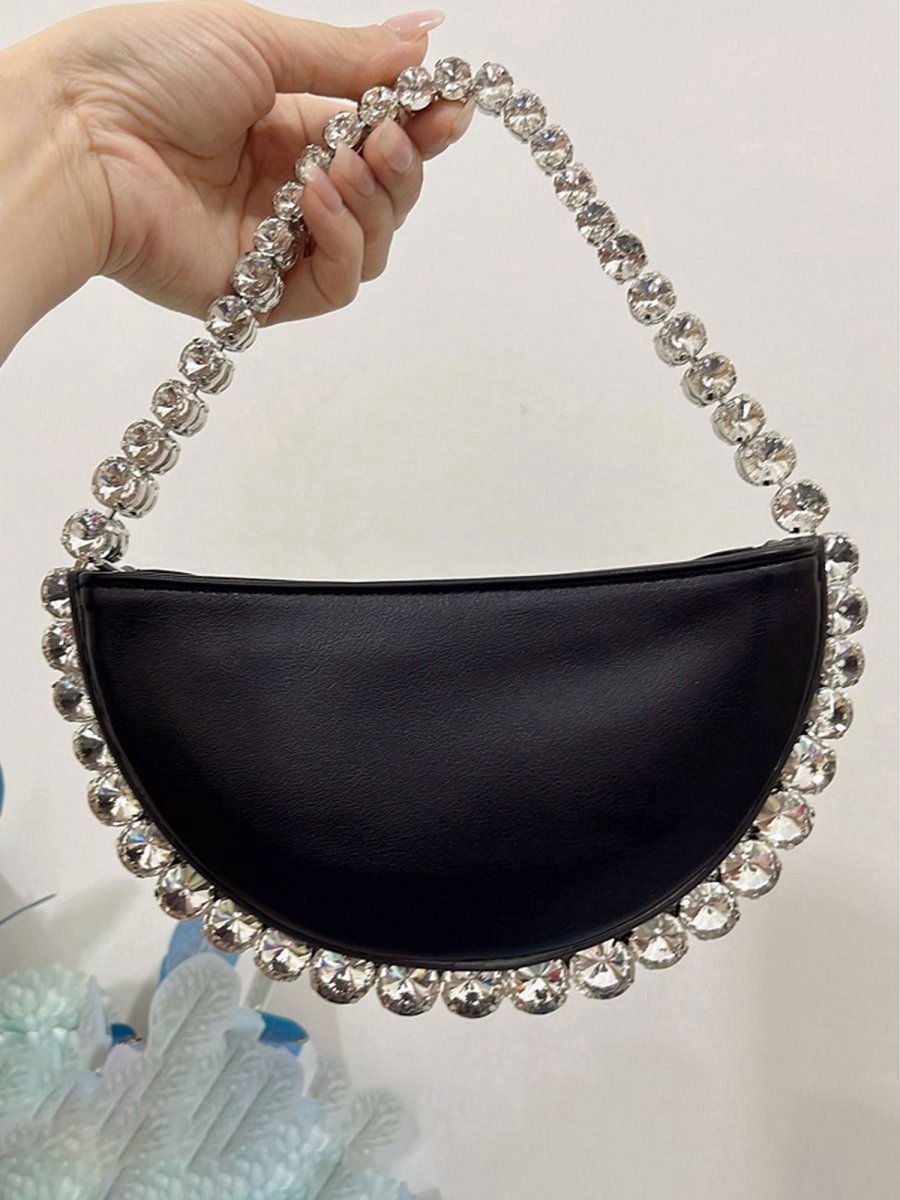 Women's Sparkling Rhinestone Shoulder Bag with PU Material