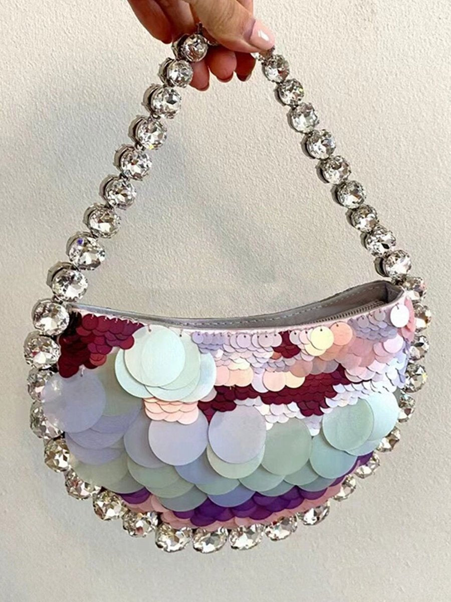Women's Sparkling Rhinestone Shoulder Bag with PU Material