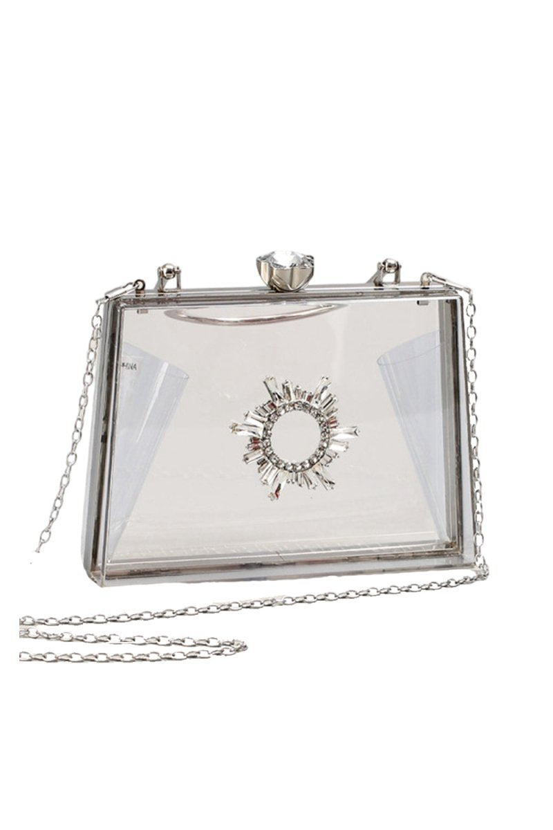 Women's Clear PVC Rhinestones Crossbody Evening Clutch Bags