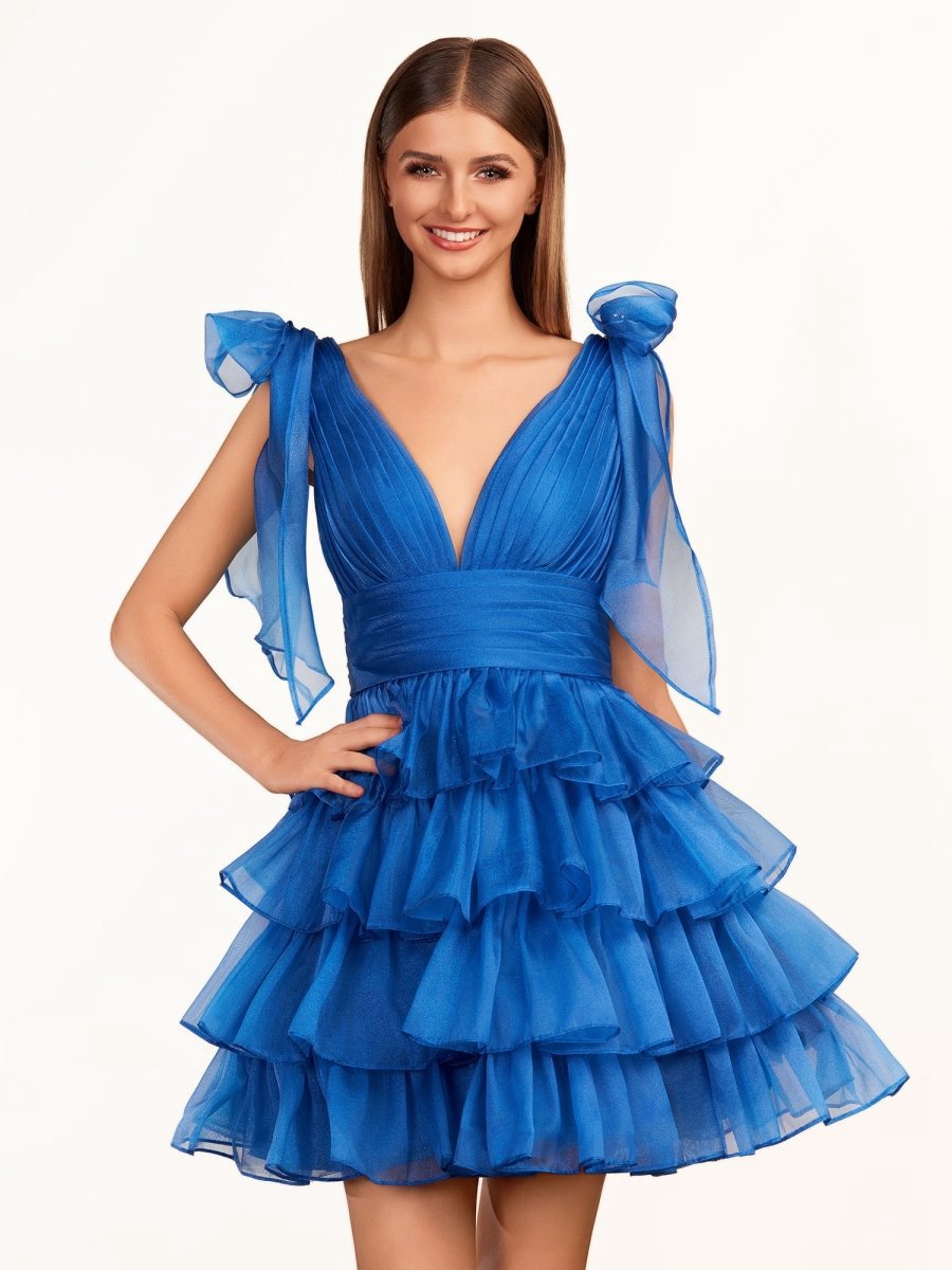 Trendy A-line Tie Homecoming Dresses with Bow