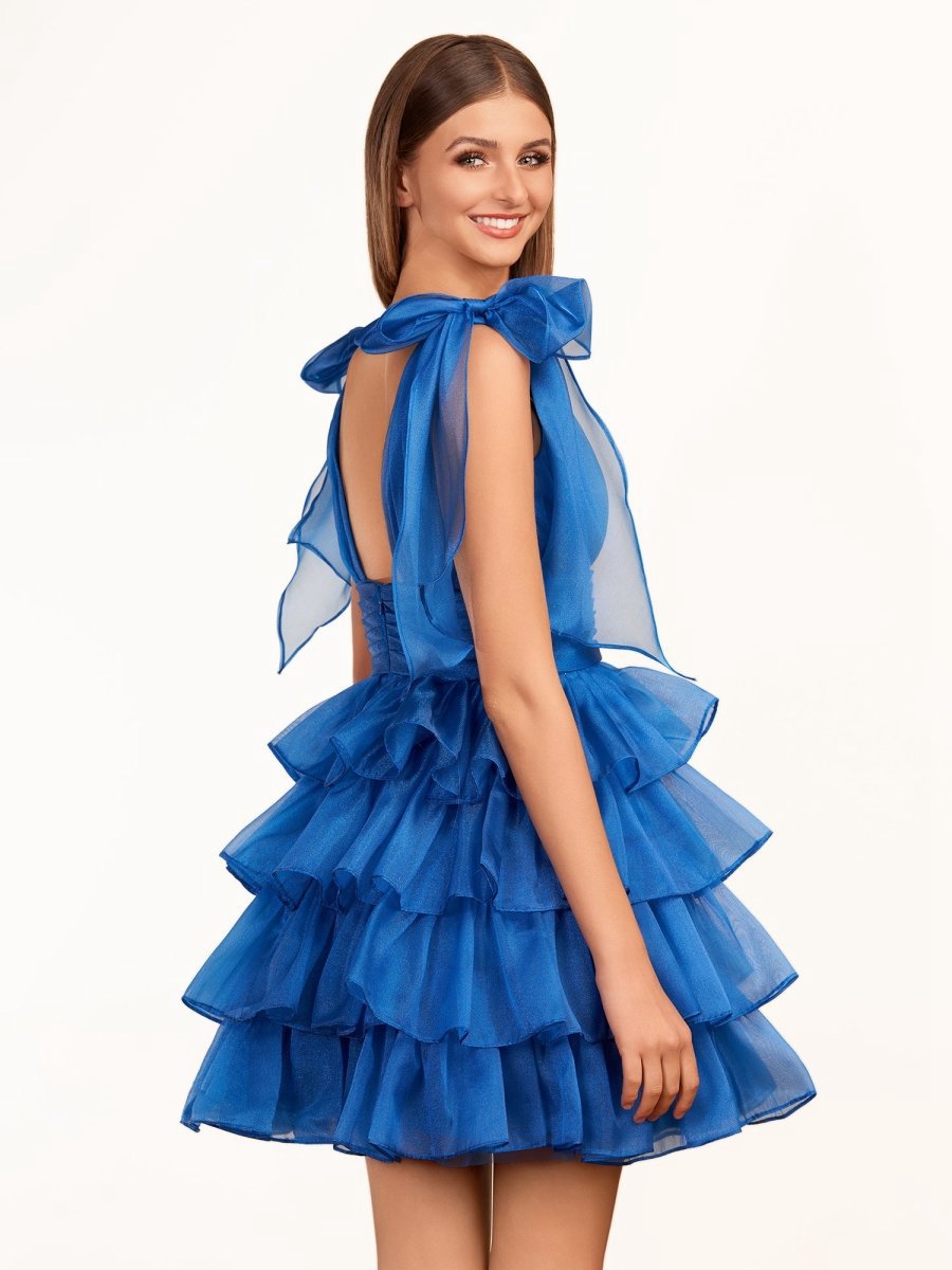 Trendy A-line Tie Homecoming Dresses with Bow