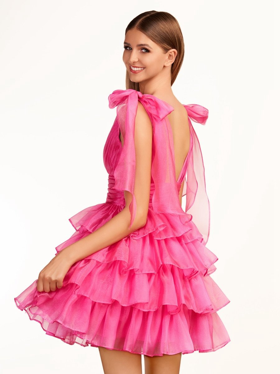 Trendy A-line Tie Homecoming Dresses with Bow