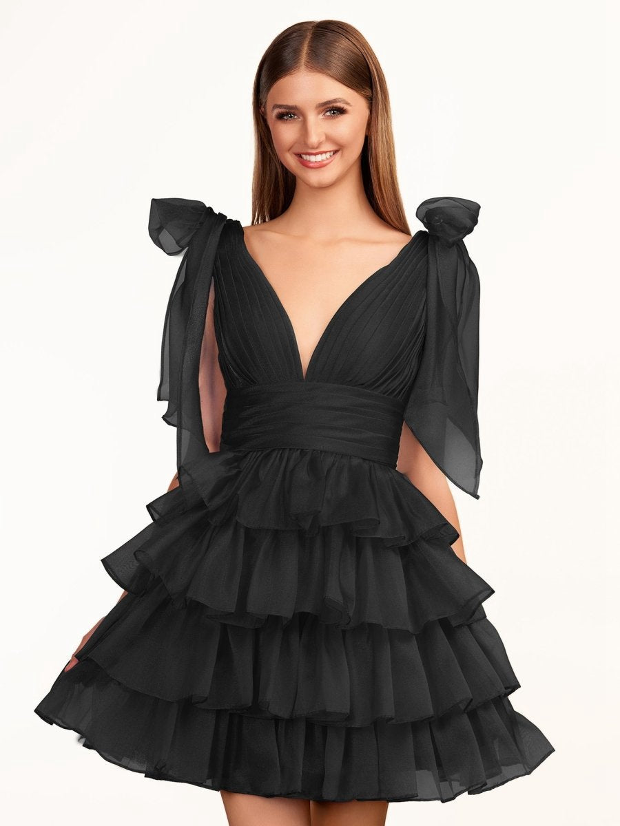 Trendy A-line Tie Homecoming Dresses with Bow