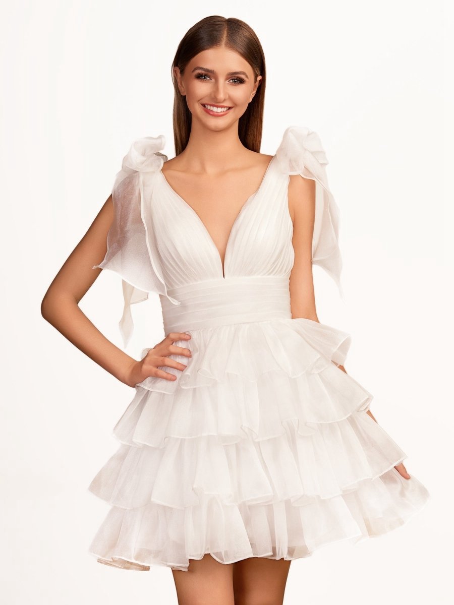 Trendy A-line Tie Homecoming Dresses with Bow