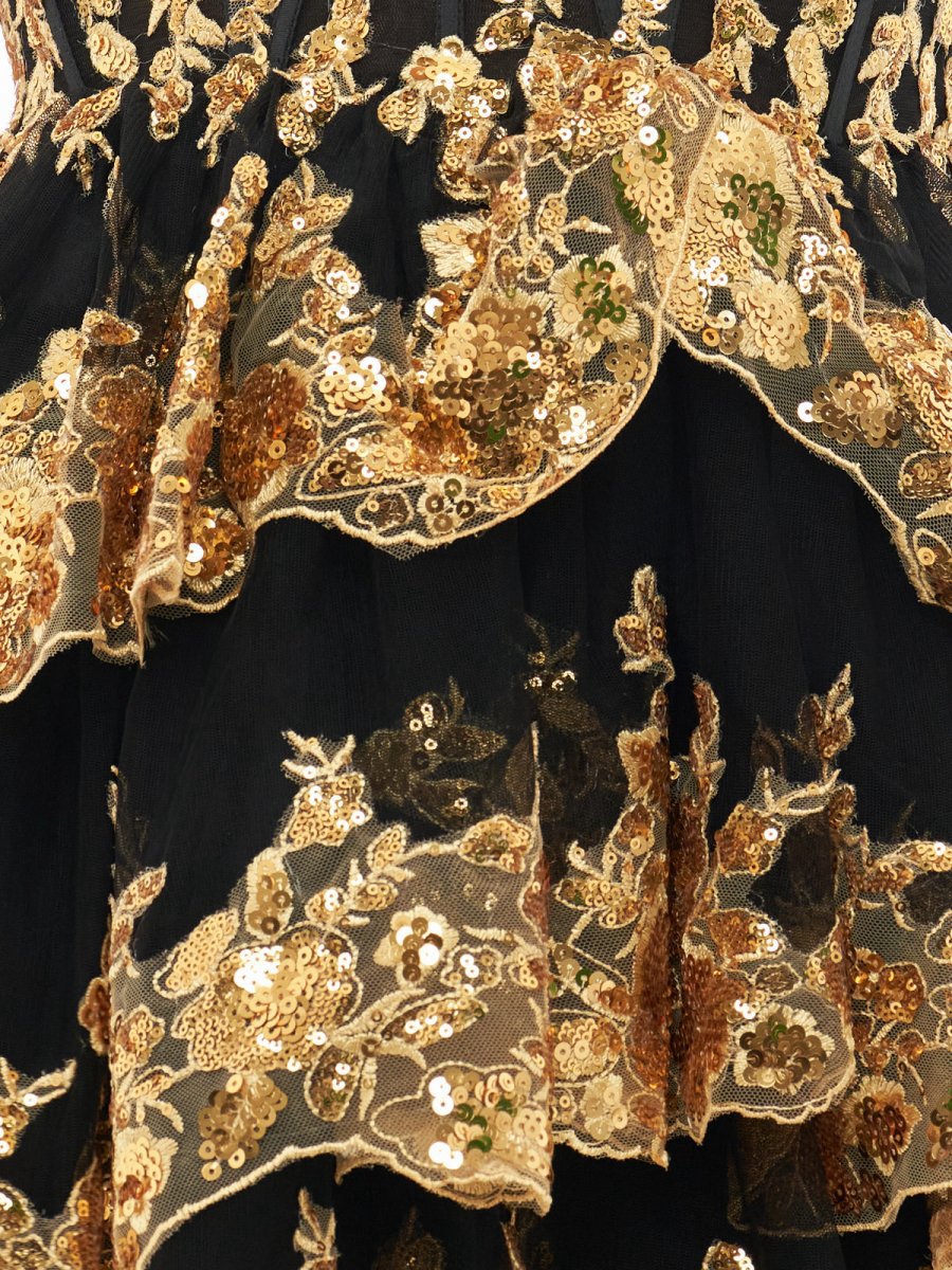 Gold Off the Shoulder Applique Ruffle Homecoming Dresses