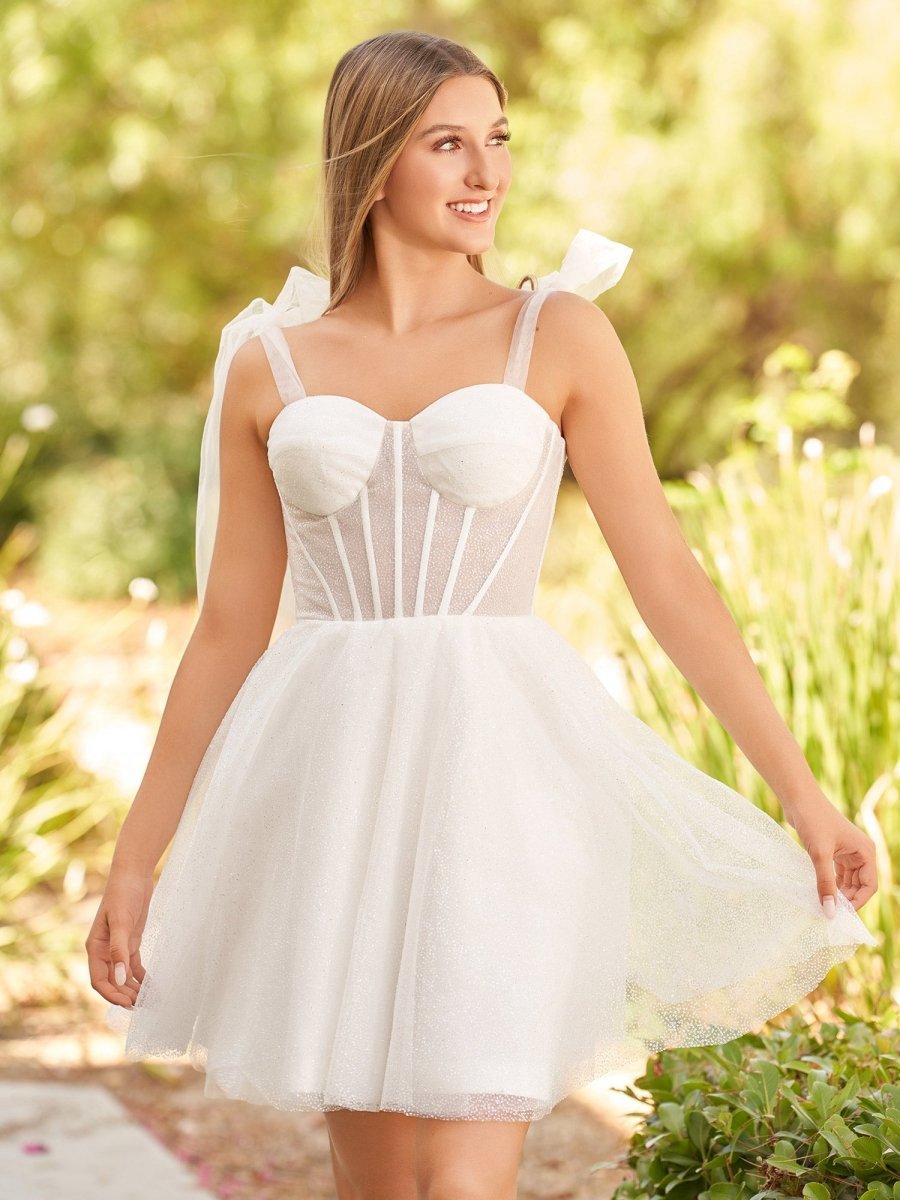 A-line Tie Shoulder Spraying Short Party Dresses