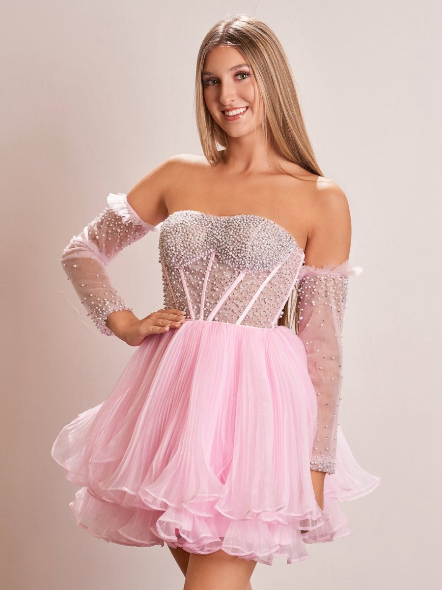 A-line Sweetheart Ruffled Short Homecoming Dresses