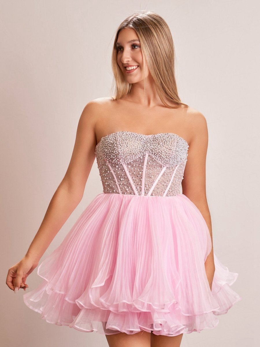 A-line Sweetheart Ruffled Short Homecoming Dresses