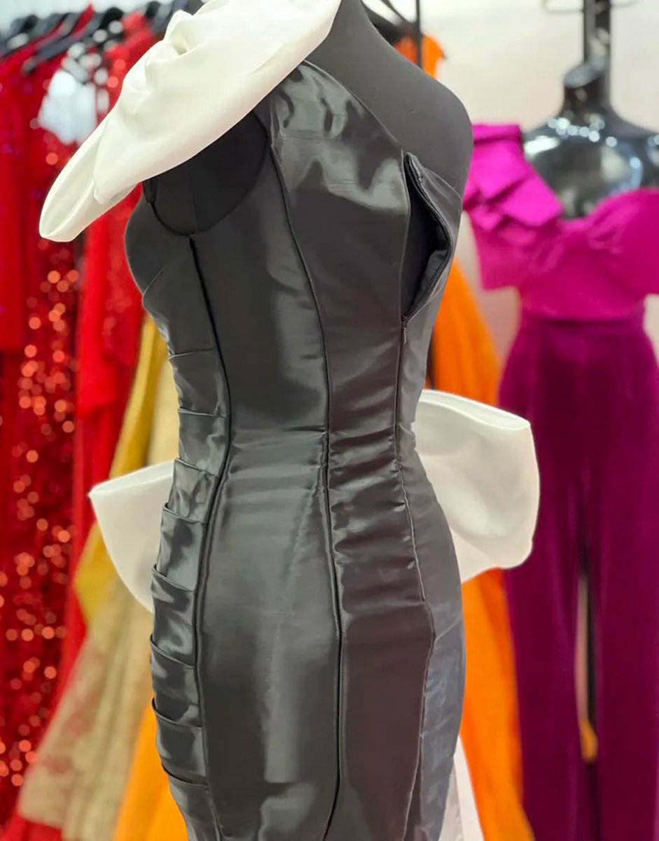 One Shoulder Tight Homecoming Dresses with Bows