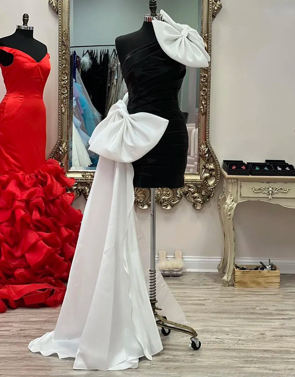 One Shoulder Tight Homecoming Dresses with Bows