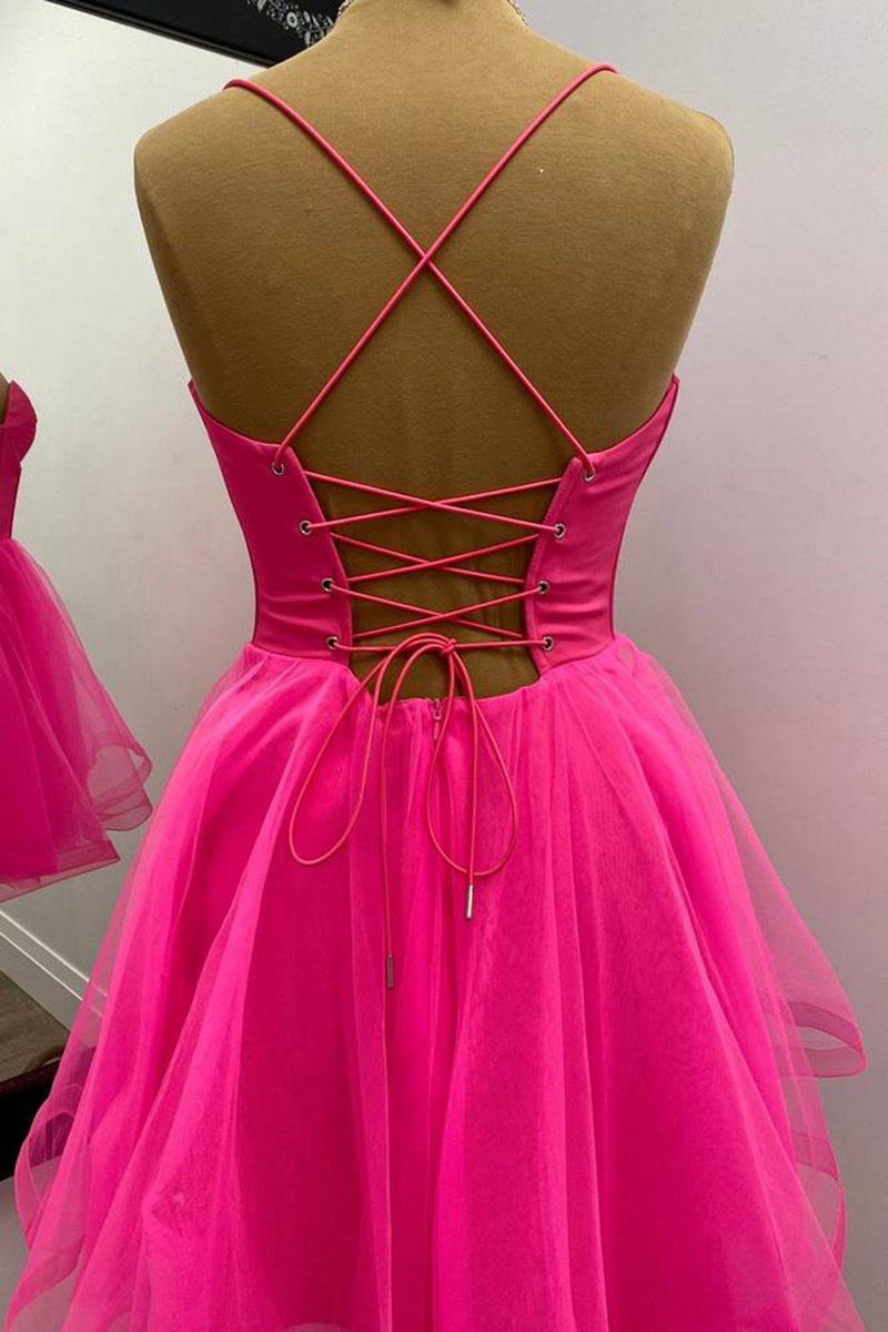 Straps Lace-Up A-line Homecoming Dresses