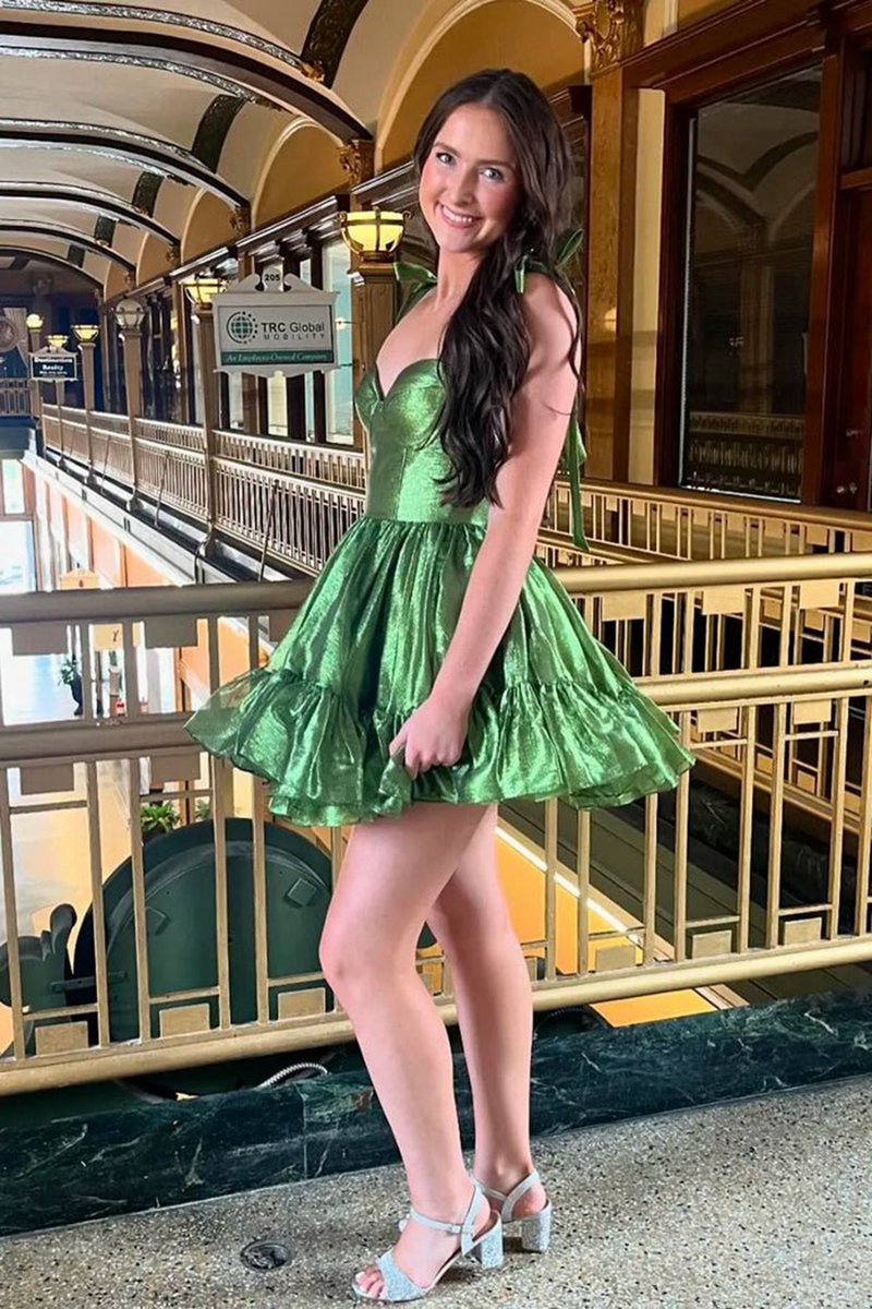 Cute A-line Sweetheart Peacock Homecoming Dresses
