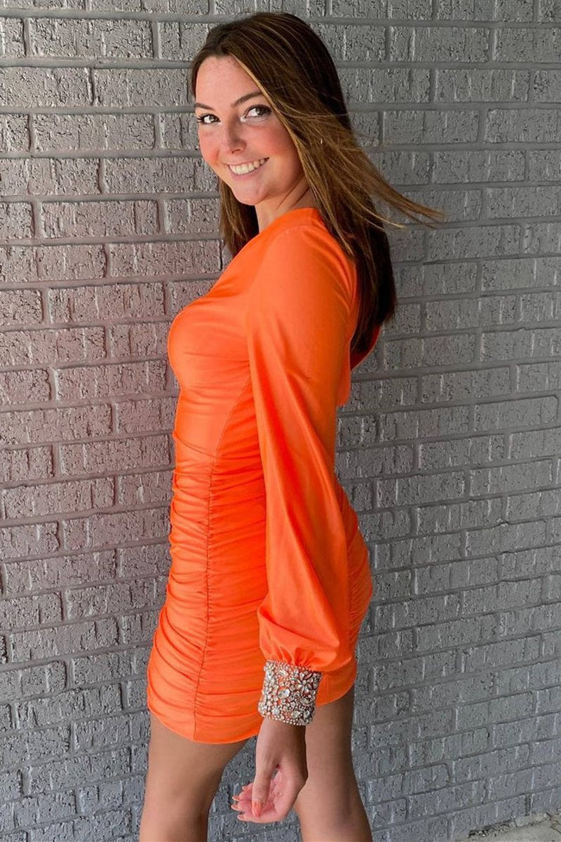 Elegant Long Sleeves Short Homecoming Dresses