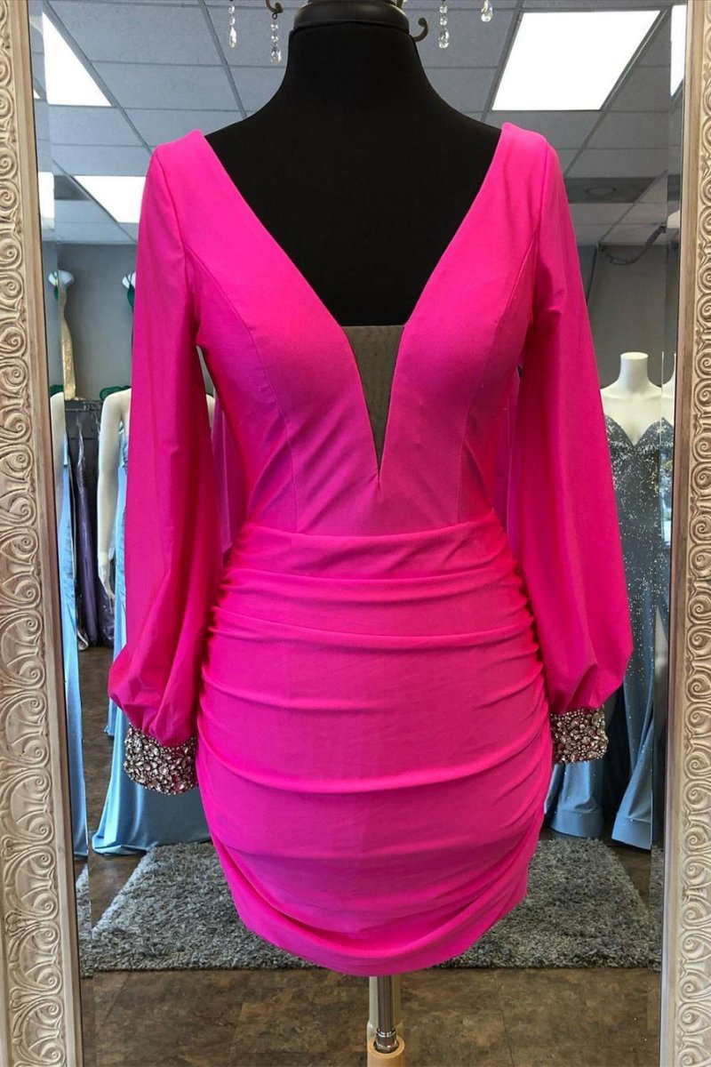 Elegant Long Sleeves Short Homecoming Dresses