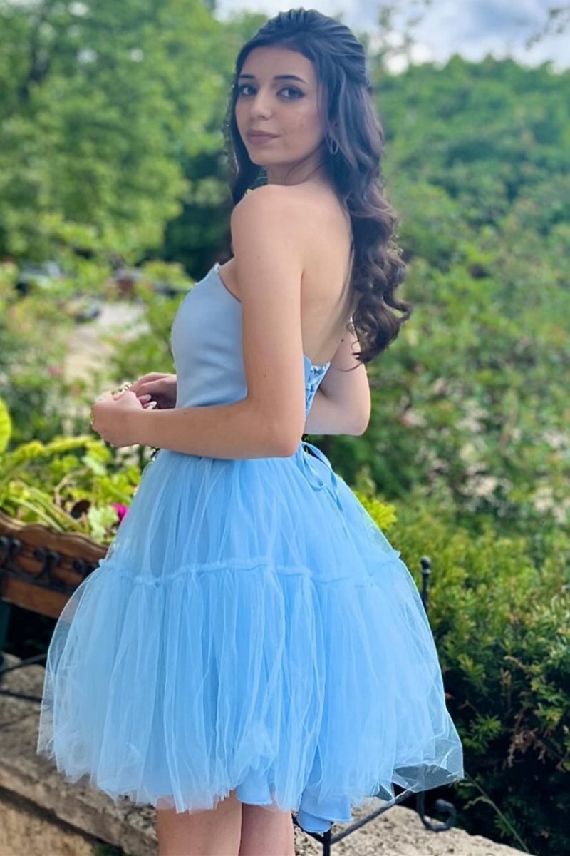 Strapless Lace-Up A-line Homecoming Dresses
