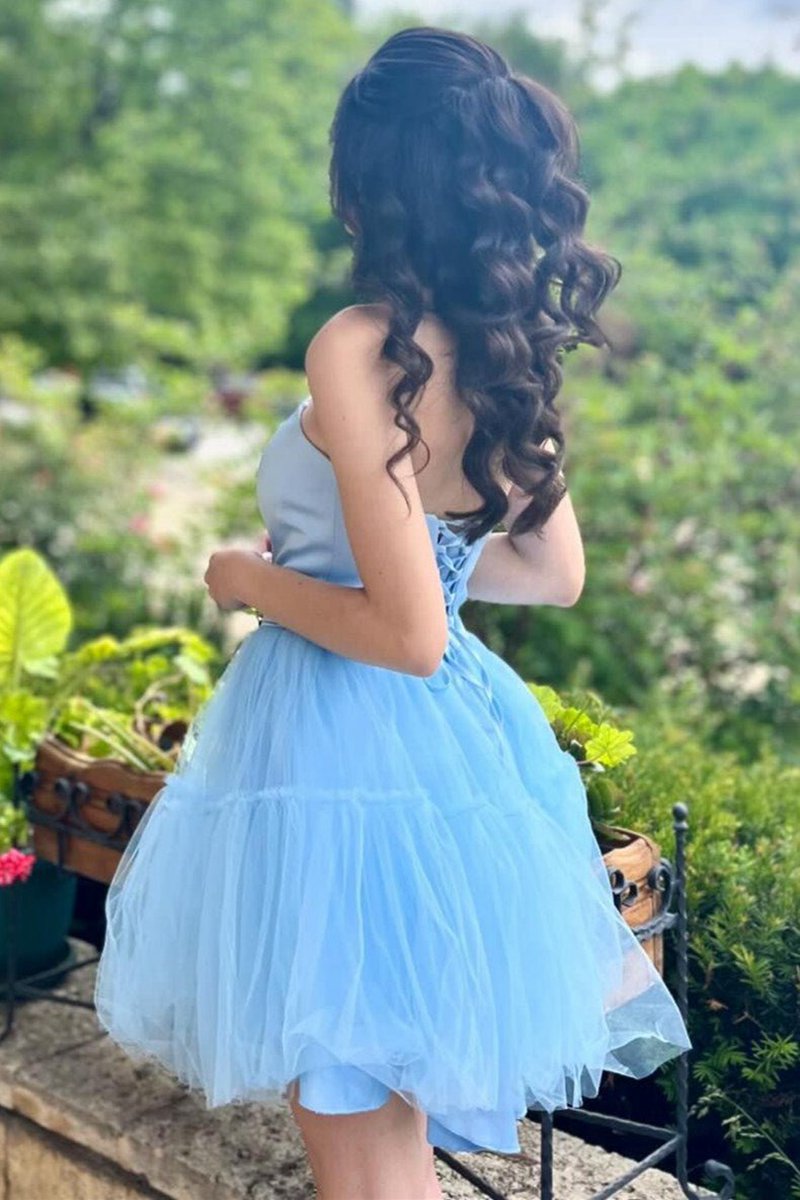 Strapless Lace-Up A-line Homecoming Dresses