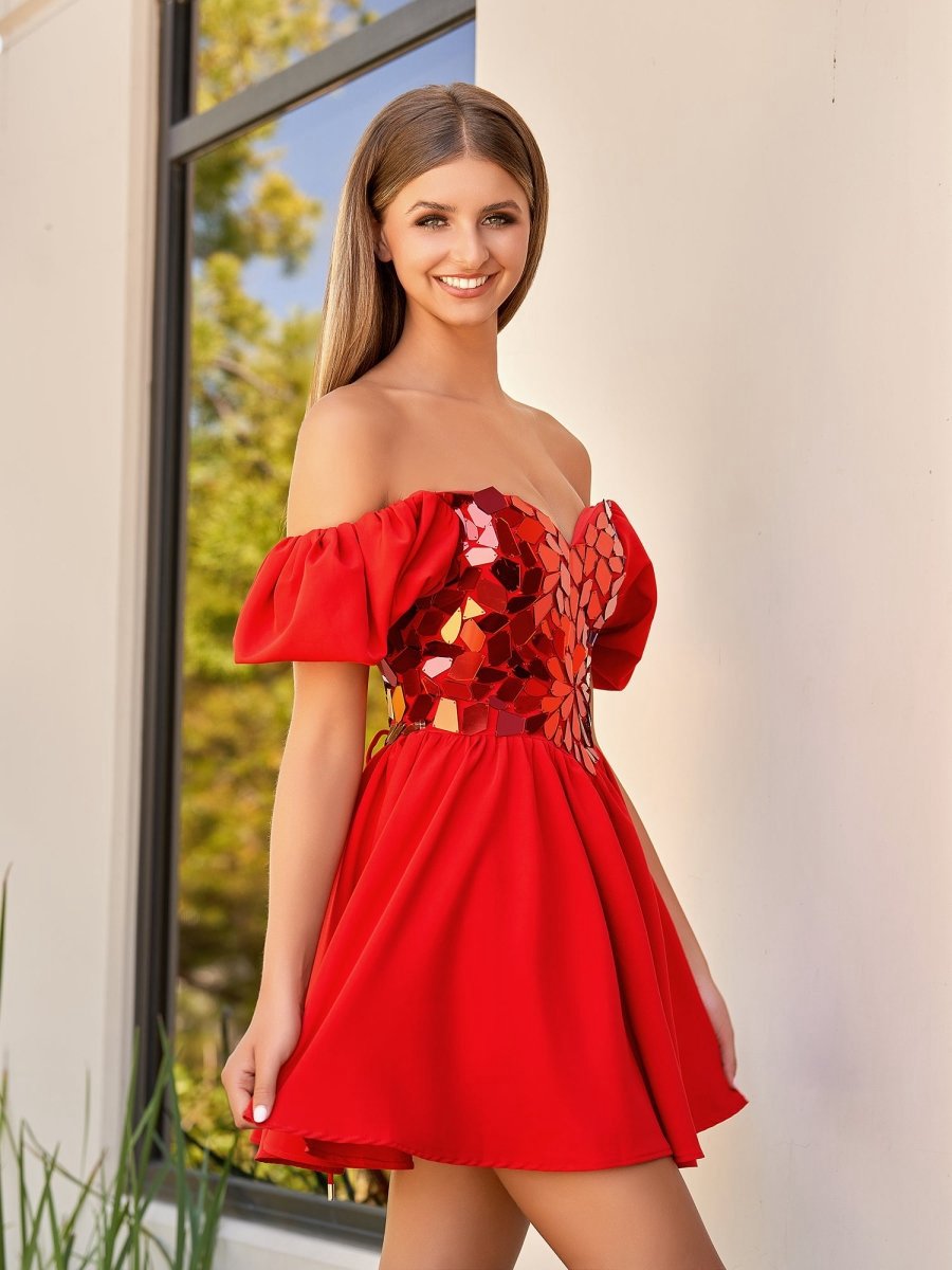 Off the Shoulder A-line Short Off the Shoulder Homecoming Dresses