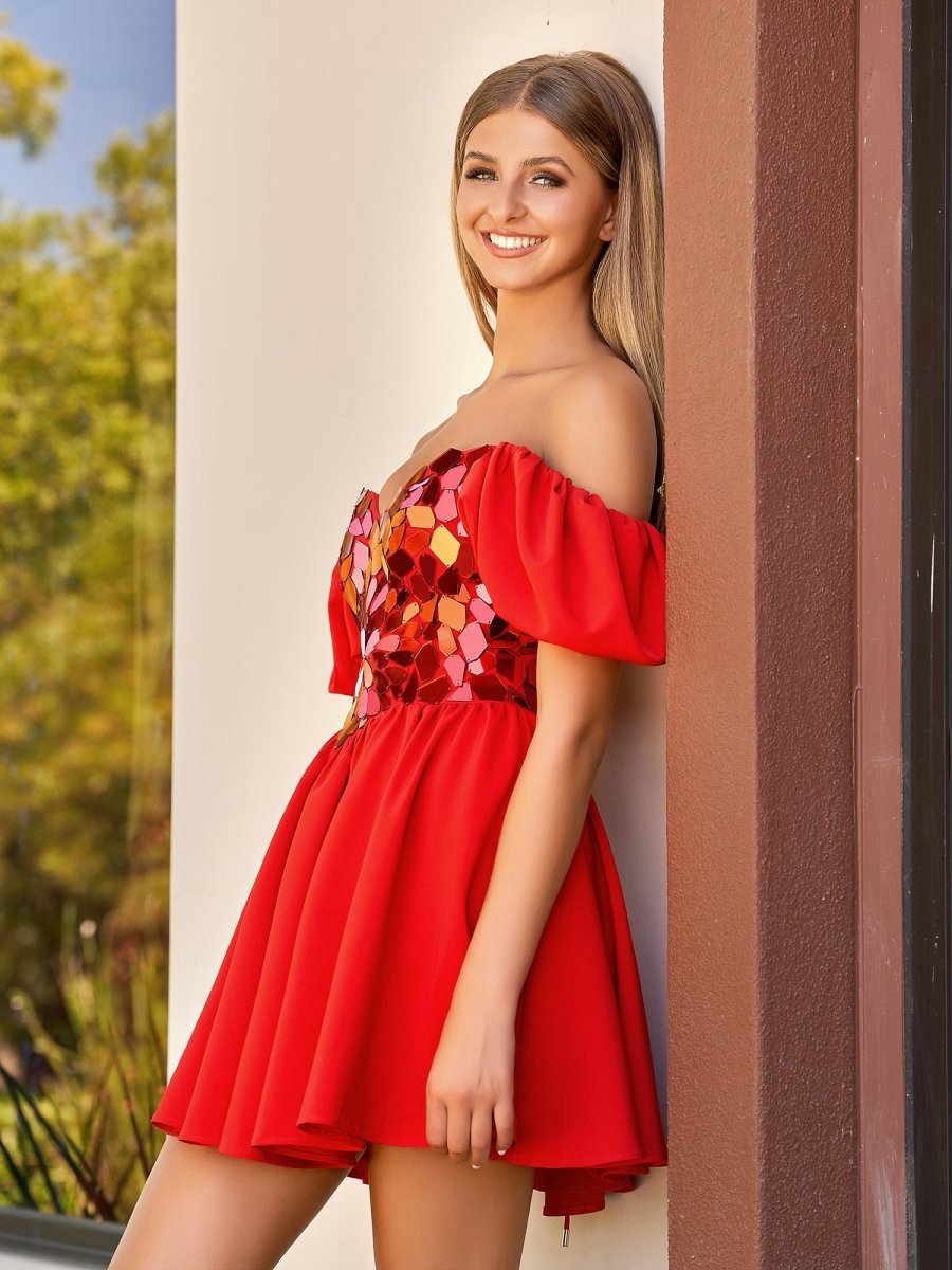 Off the Shoulder A-line Short Off the Shoulder Homecoming Dresses