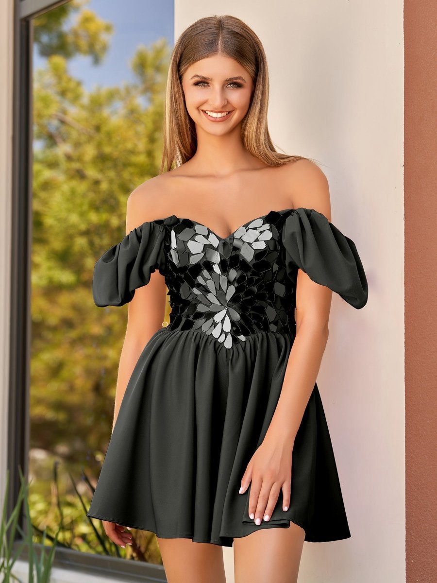 Off the Shoulder A-line Short Off the Shoulder Homecoming Dresses