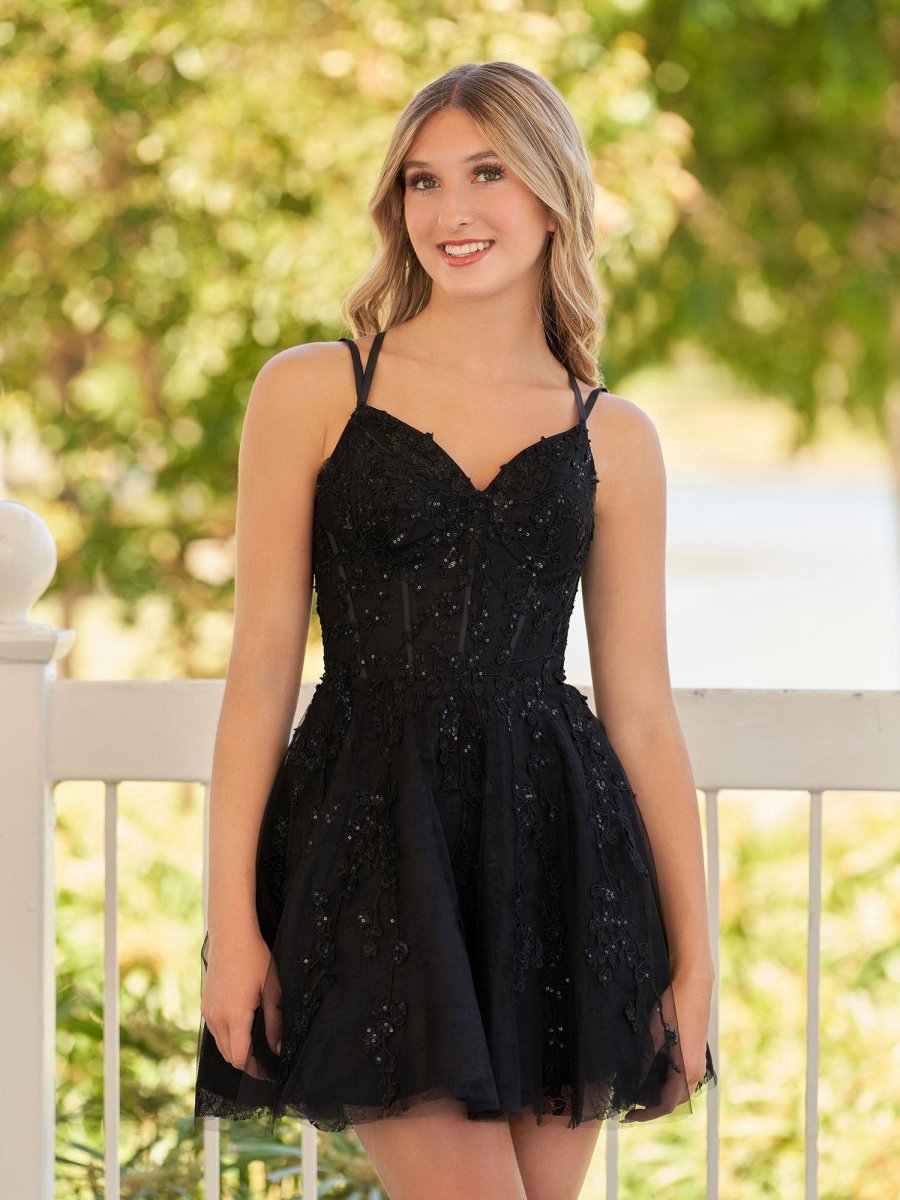 A-line Lace Spaghetti-Straps short Homecoming Dresses