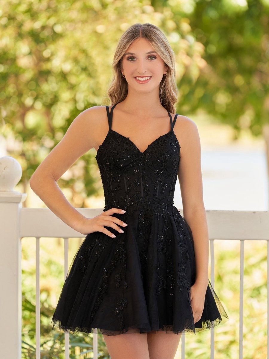 A-line Lace Spaghetti-Straps short Homecoming Dresses