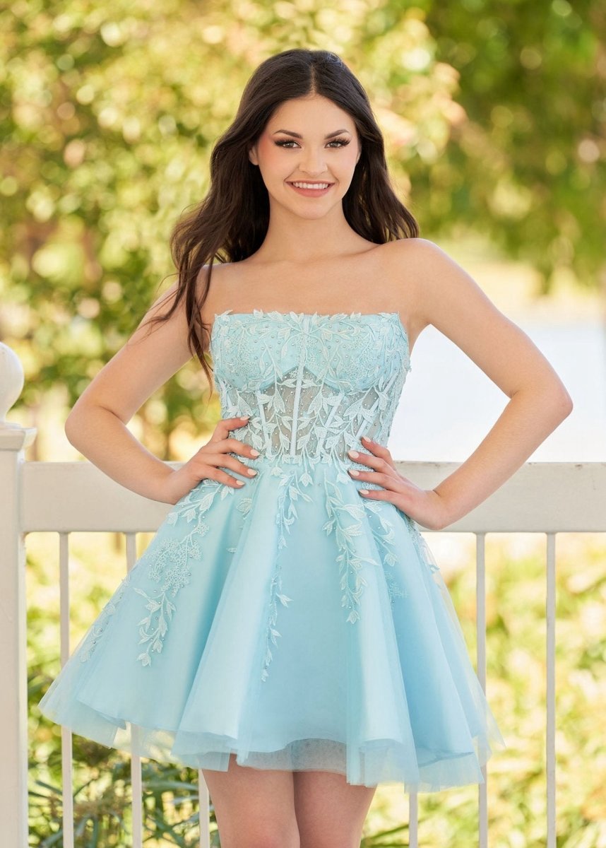 A-line Tulle Lace Homecoming Dresses with Appliques