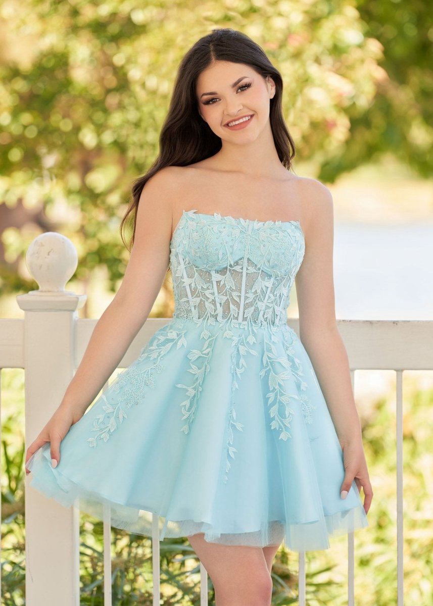 A-line Tulle Lace Homecoming Dresses with Appliques
