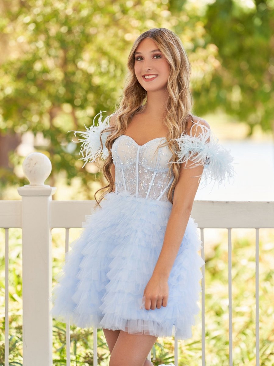 A-line Off the Shoulder Homecoming Dresses with Feather