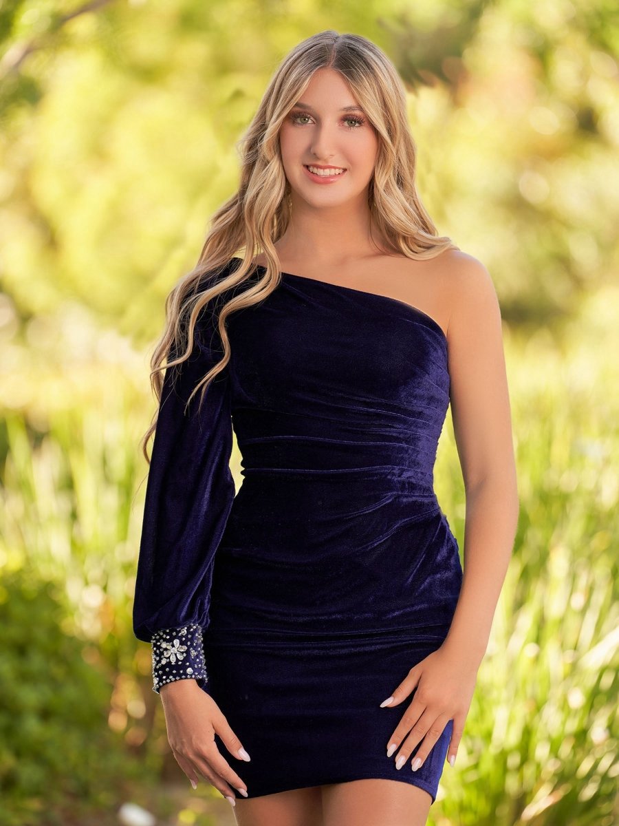 Sheath One-Shoulder Long Sleeve Homecoming Dresses
