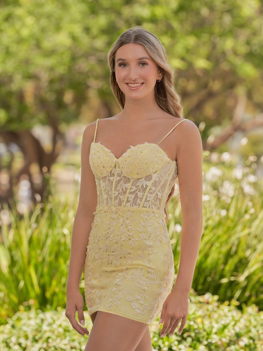 Spaghetti Straps Tight Short Homecoming Dresses with Appliques